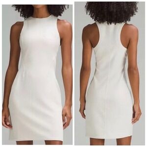 Lululemon Ribbed Softstreme Slim-Fit Tank Dress Bone White Size 0 Racerback Mini
